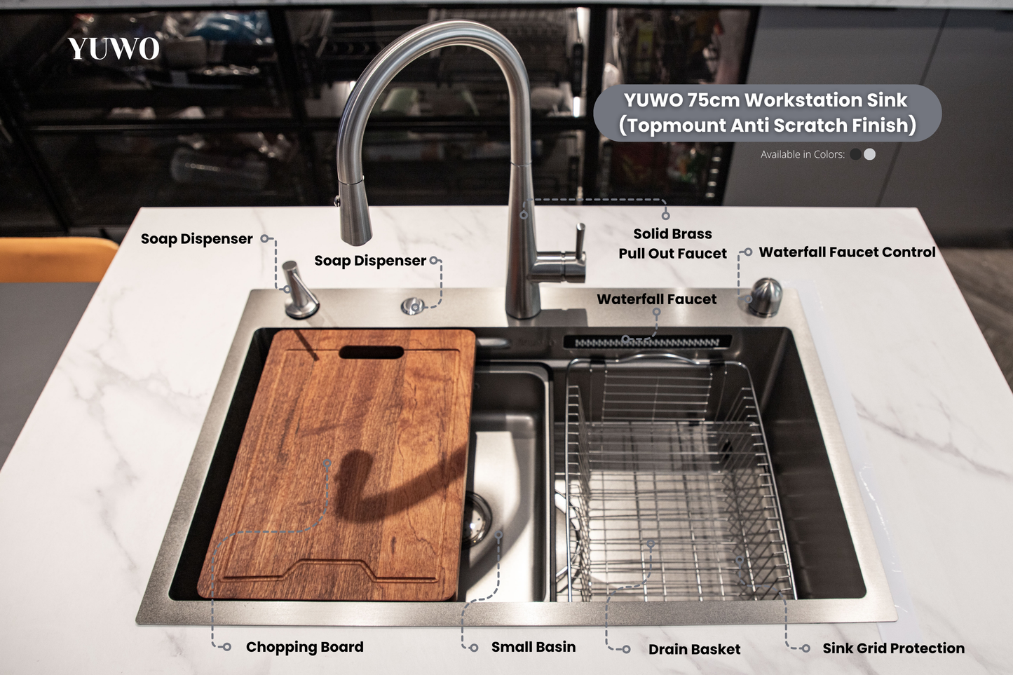YUWO Modern Sink 75x48cm V2 – Elegant, Durable, Space-Saving