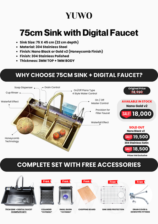 YUWO 75cm with Digital Faucet X-Line Design v2