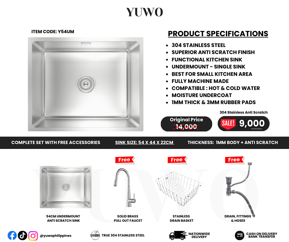 YUWO Anti Scratch Workstation Sink Complete Set with Free Accessories