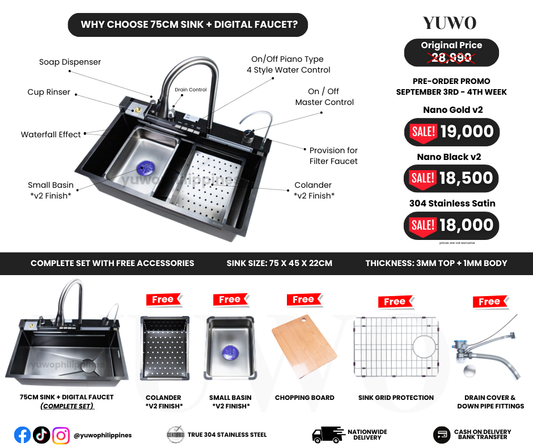 YUWO 75cm with Digital Faucet X-Line Design v2