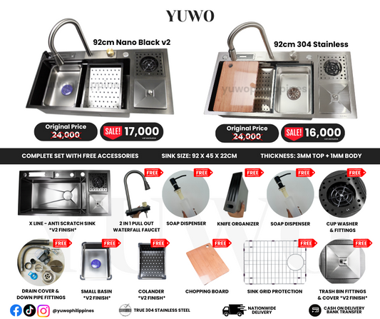YUWO Ultimate 92cm Workstation Sink 92 x 45 cm Version 2