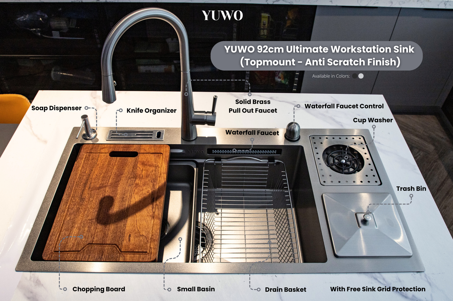 YUWO Ultimate Workstation Sink 92 x 48 cm Version 2